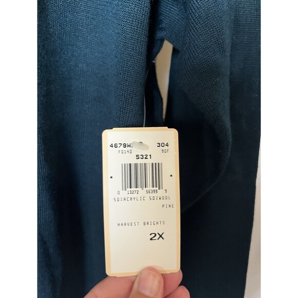 NWT Vintage Evan Picone Dark Blue Mock Neck Wool Blend Sweater Size 2X - Picture 6 of 8